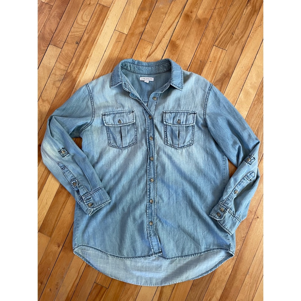 breezy light weight denim button down